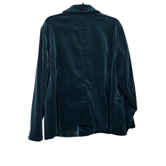 Jones New York Teal Blue Velvet Barn Jacket • Womens Plus Size 2X • Button Front - Picture 3 of 5